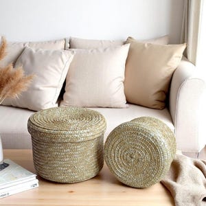 Handmade Cotton Rope Basket: Rustic Farmhouse Storage Organizer