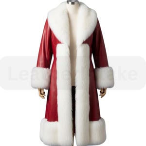 Handmade Santa Leather Jacket – Holiday Ready - Classic Santa Costume Coat – Belted & Festive