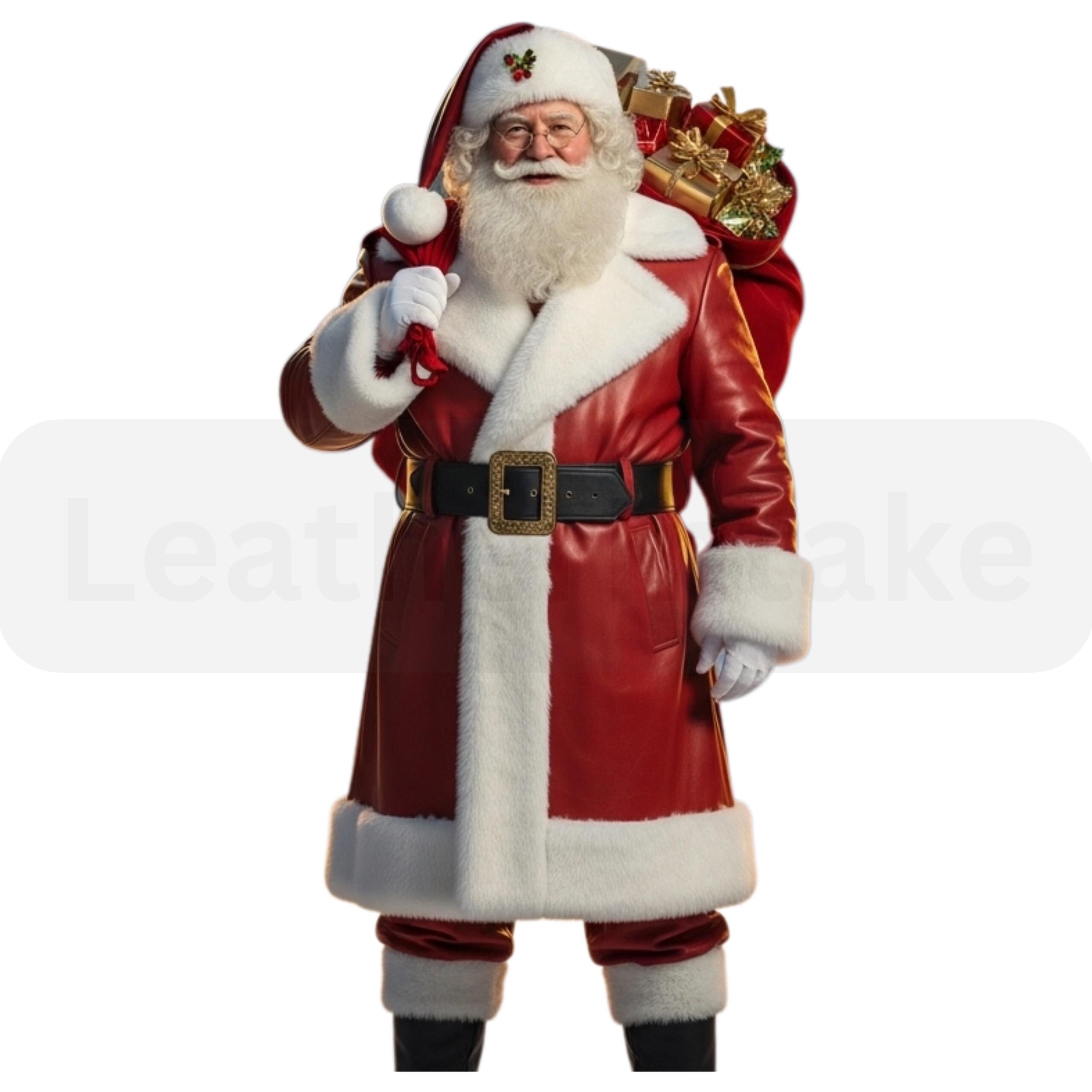 chinese dress ladies Santa Claus Faux Leather Coat XS / Faux Leather / Red