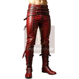 Handcrafted Leather Pants – Sophisticated & Rugged Wear - Classic Leather Pants – A Staple of Style - Gothic Legacy Trousers – Bold Design