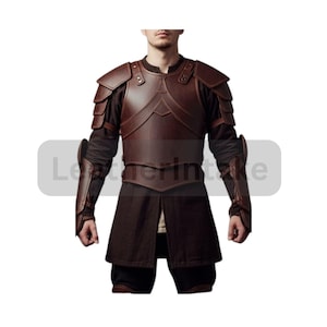 Brown Leather Warrior Armor Set: Medieval Knight Cosplay