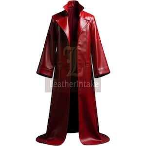 Roter Leder Trenchcoat im Gothic Steampunk Stil