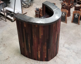 Wine Barrel Curved Bar or Hostess Stand - Curve - Made from retired California wine barrels. 100% Recycled!