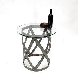 Wine Barrel Side Table - Varun - made from retired Napa wine barrel rings. 100% Recycled!