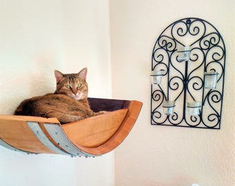 Wine Barrel Hanging Cat Bed - Birala - Made from retired California wine barrels. 100% Recycled!