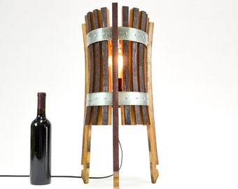 Wine Barrel Desk Lamp - Varju - Made from reclaimed California wine barrel rings and staves. 100% Recycled!