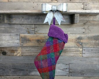 Wine Barrel Ring Bow Stocking Holder "Totini" Made from retired California wine barrel rings - 100% Recycled!