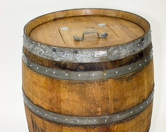 Wine Barrel Trash Can with Removable Lid  - Receptacle - made from reclaimed wine barrels. 100% Recycled!