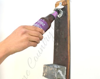 Wine Barrel Stave Bottle Opener "Crack Open a Cold One" Made from retired CA wine barrels. 100% Recycled!