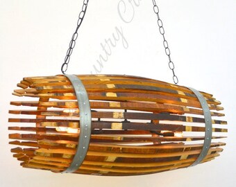 Wine Barrel Chandelier - Quadratus - Made from retired California wine barrels 100% Recycled!