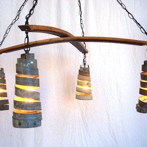 Wine Barrel Ring Chandelier Intersect Made from retired California wine barrels. 100% Recycled image 2