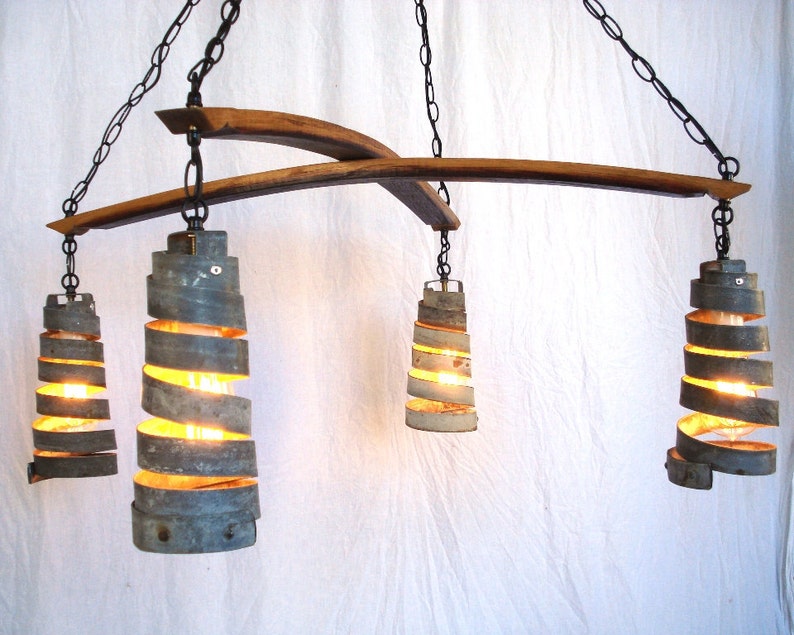 Wine Barrel Ring Chandelier Intersect Made from retired California wine barrels. 100% Recycled image 2