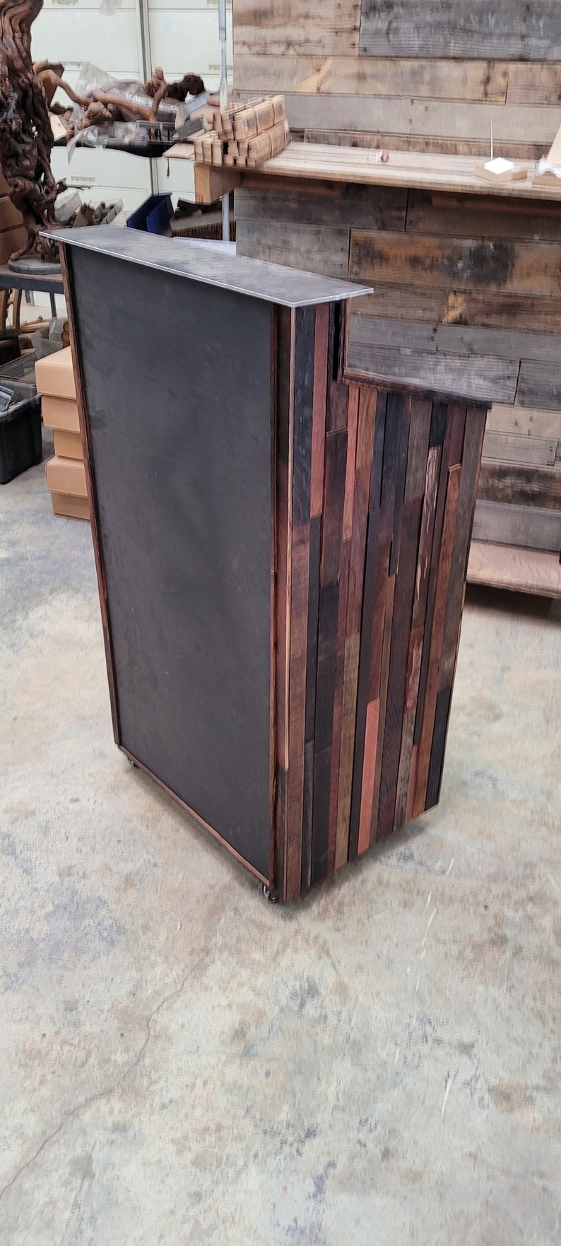 Hostess Stand Podium POS Terono Made from retired California wine barrels. 100% Recycled image 3