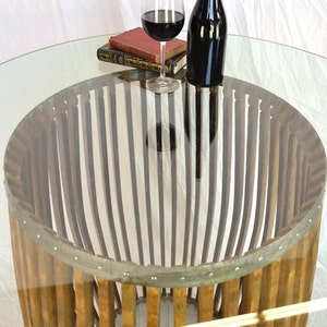 Wine Barrel Pub and Tasting Table Tectona Made from retired CA wine puncheon barrels. 100% Recycled image 4