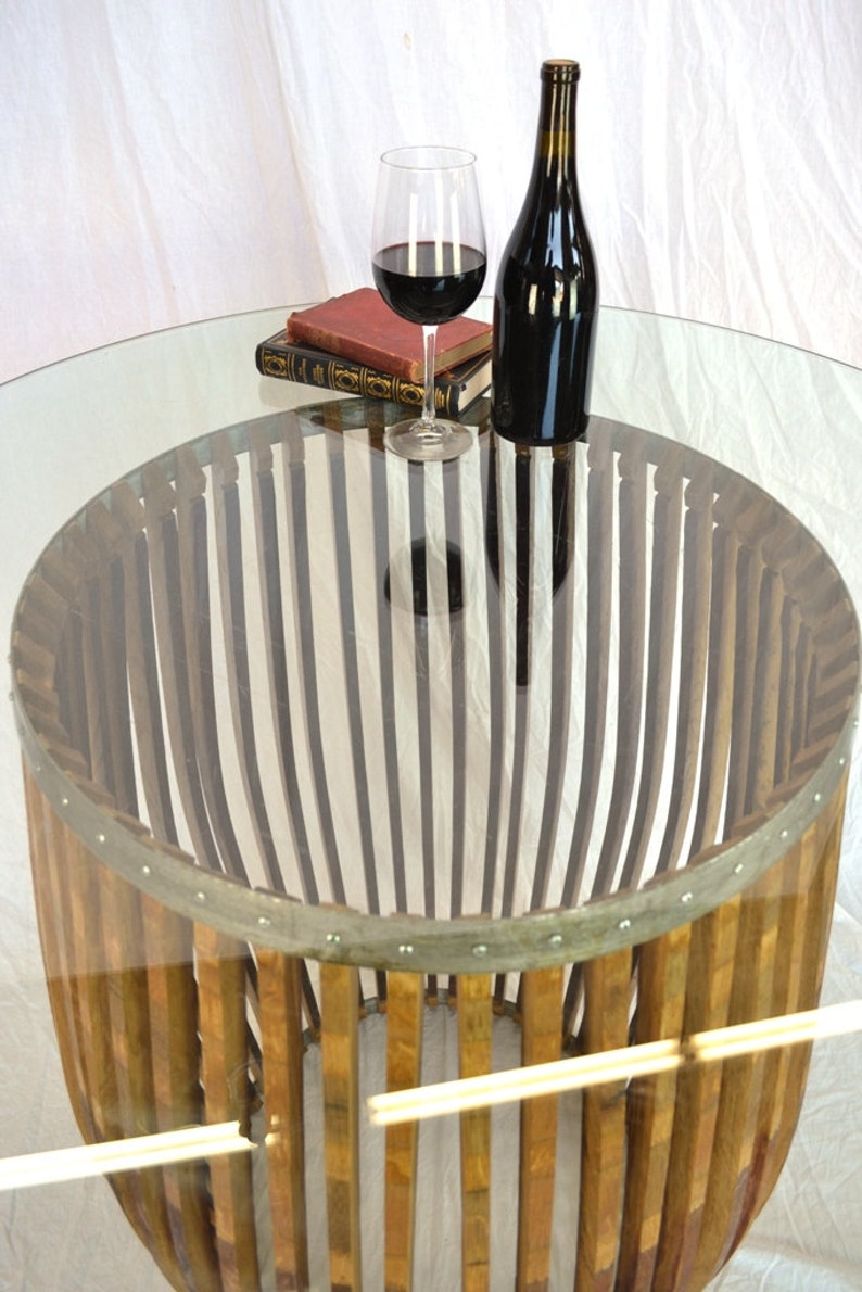 Wine Barrel Pub and Tasting Table Tectona Made from retired CA wine puncheon barrels. 100% Recycled image 4