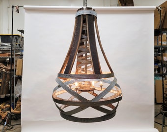 Whisky Barrel Basket Chandelier - Solza- Made from retired Whiskey Barrels - 100% Recycled!