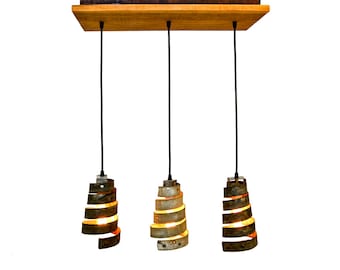 Wine Barrel Ring Chandelier - Caledonia - Made from reclaimed barn wood and wine barrel rings. 100% Recycled!