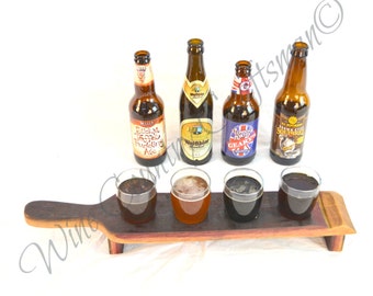 Barrel Stave 4 Glass Beer Flight - Hatala - Made from retired California wine barrels. 100% Recycled!