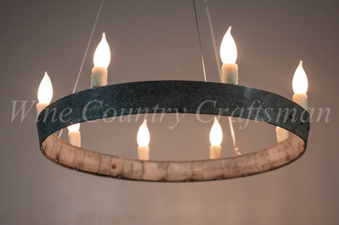 Wine Barrel Ring Chandelier coquina Made From Etsy