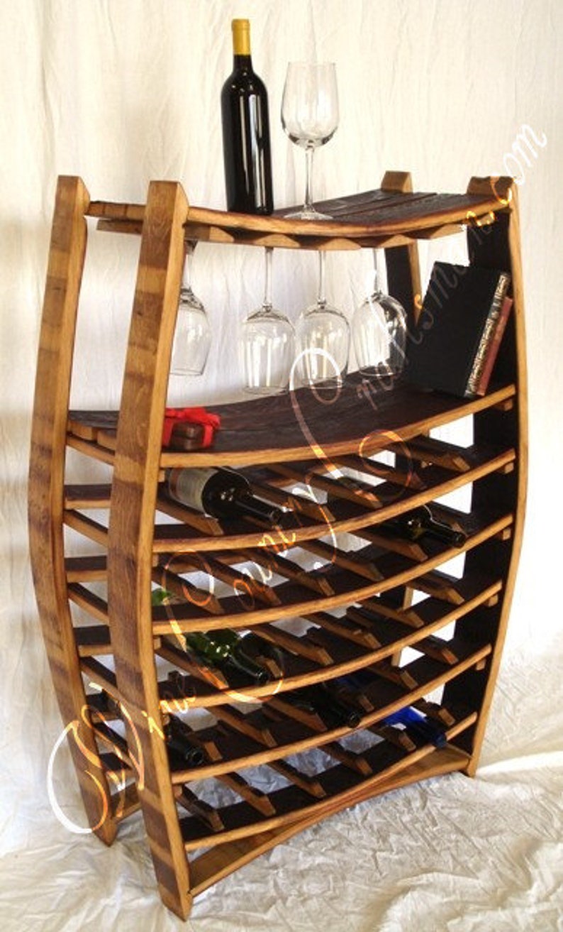 Large Wine and Glass Rack Chablis Made from retired California wine barrels. 100% Recycled image 4