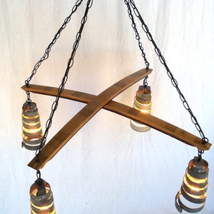 Wine Barrel Ring Chandelier Intersect Made from retired California wine barrels. 100% Recycled image 5