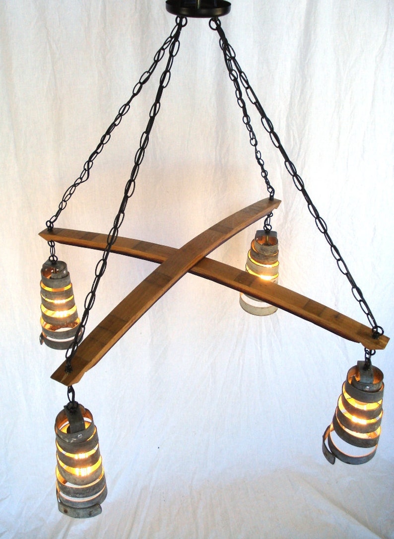 Wine Barrel Ring Chandelier Intersect Made from retired California wine barrels. 100% Recycled image 5