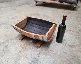 Wine Barrel Pet Bed 0748 Made from retired CA wine barrels. 100% Recycled!