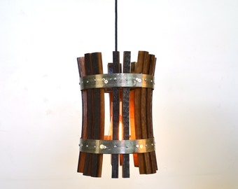 Wine Barrel Stave Pendant Light - Marda - Made from retired California wine barrels. 100% Recycled!