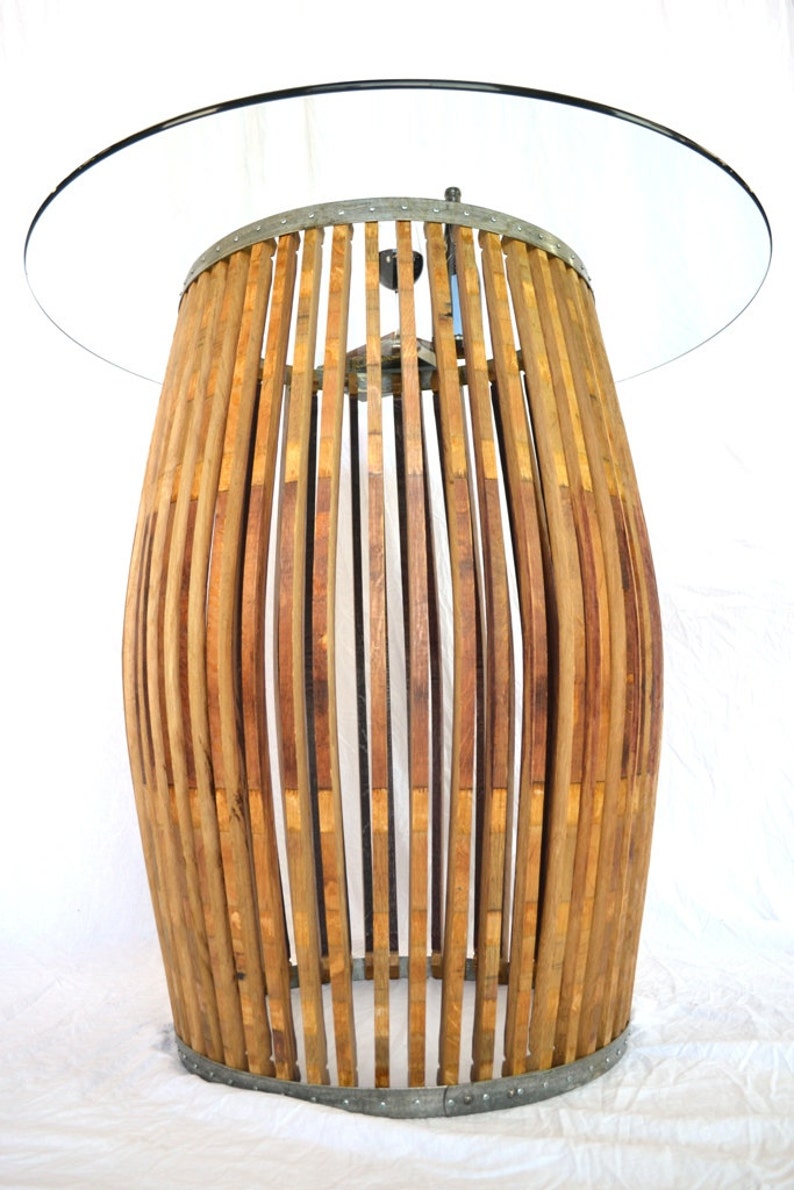 Wine Barrel Pub and Tasting Table Tectona Made from retired CA wine puncheon barrels. 100% Recycled image 2