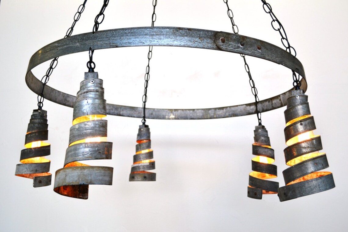 Wine Barrel Ring Chandelier Bajan Curvilinear Made From Etsy