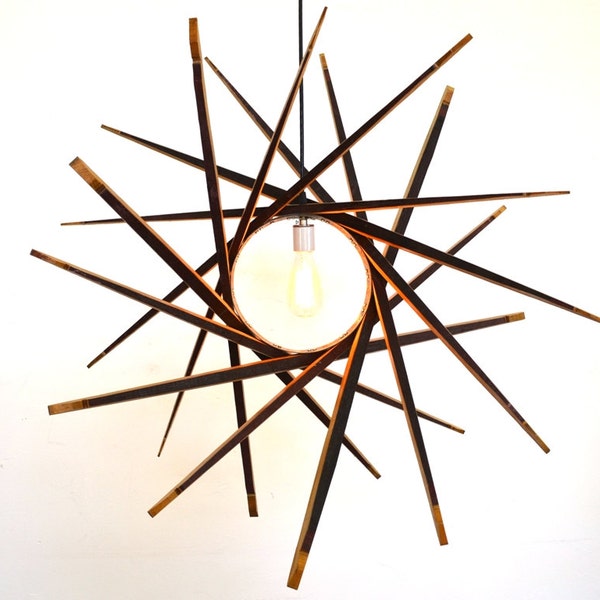 Wine Barrel Chandelier - Soleil - made from retired Napa wine barrels. 100% Recycled!