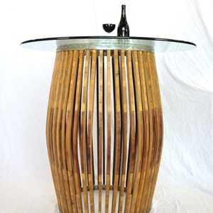 Wine Barrel Pub and Tasting Table Tectona Made from retired CA wine puncheon barrels. 100% Recycled image 5