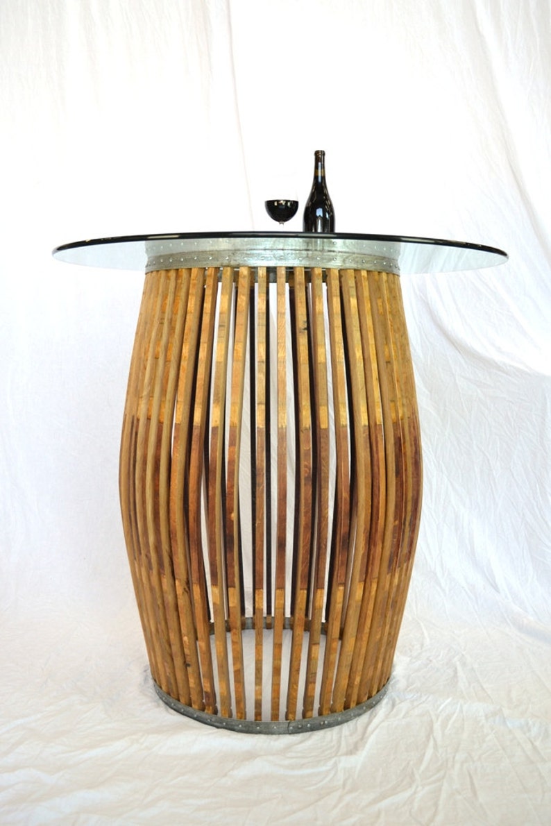 Wine Barrel Pub and Tasting Table Tectona Made from retired CA wine puncheon barrels. 100% Recycled image 5