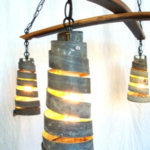 Wine Barrel Ring Chandelier Intersect Made from retired California wine barrels. 100% Recycled image 3