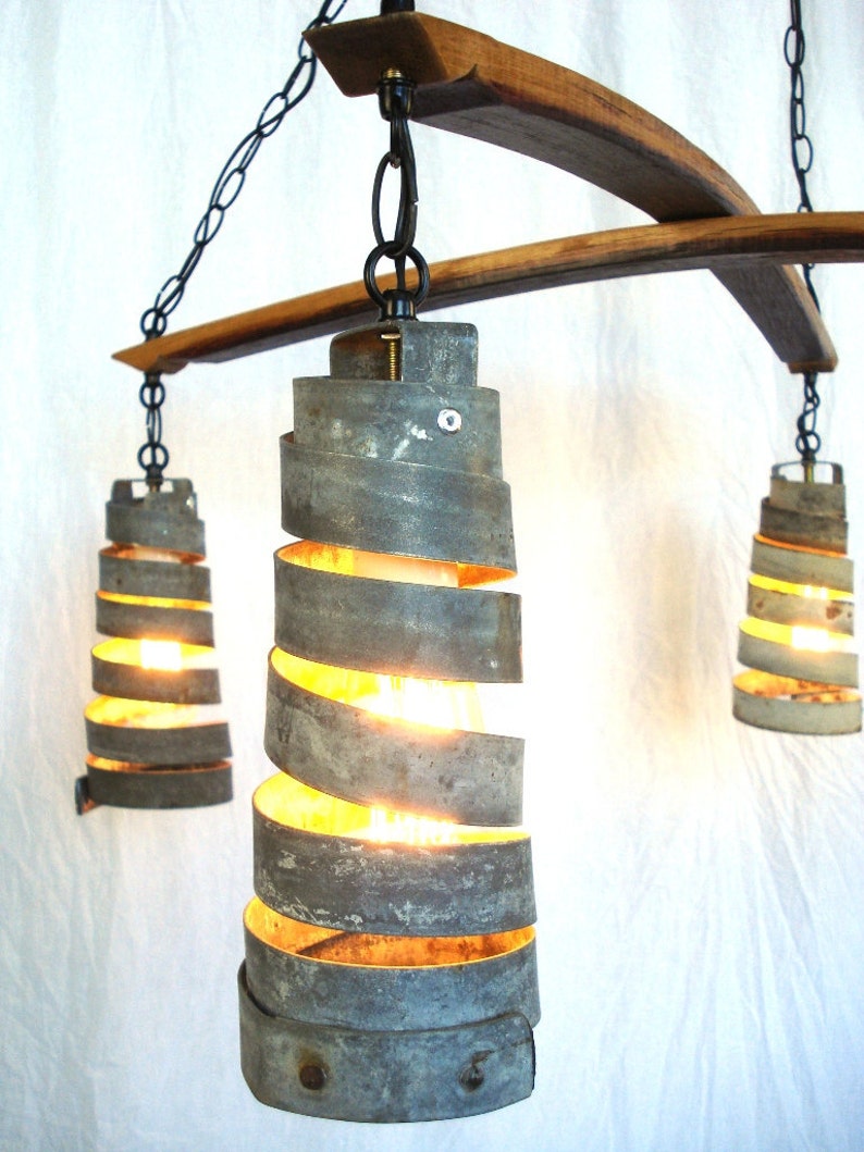 100/% Recycled Free US Shipping! Wine Barrel Ring Chandelier Intersect Made from retired California wine barrels