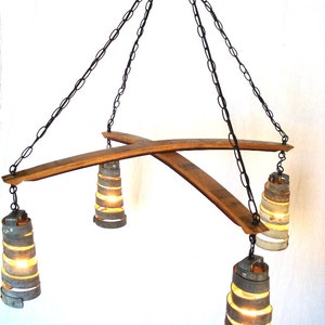 Wine Barrel Ring Chandelier Intersect Made from retired California wine barrels. 100% Recycled image 1