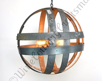Wine Barrel Double Ring Chandelier - Cyclopean - Made from retired CA wine barrel rings. 100% Recycled!