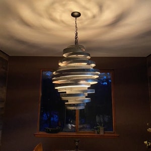 Wine Barrel Ring Pendant Light Virvel Made from Retired California Wine barrel rings. 100% Recycled image 1