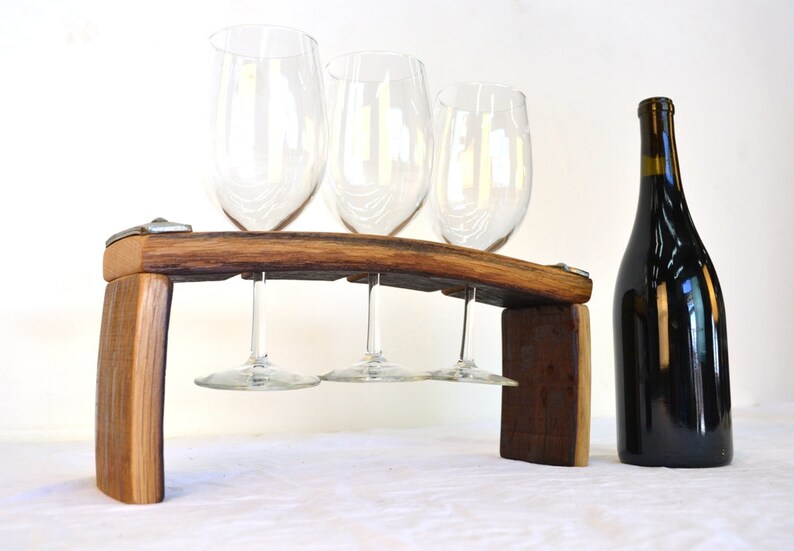 Barrel Stave Wine Flight Volo 3 Glass Server Made From Etsy