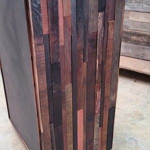 Hostess Stand Podium POS Terono Made from retired California wine barrels. 100% Recycled image 2