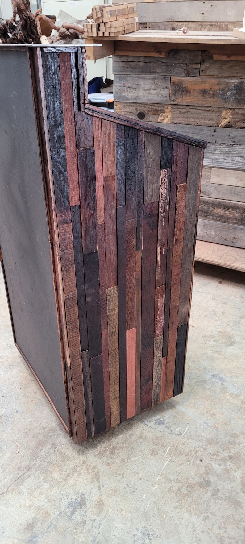 Hostess Stand Podium POS Terono Made from retired California wine barrels. 100% Recycled image 2