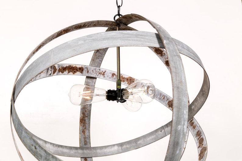 Wine Barrel Ring Chandelier Premier Made from retired California wine barrel rings 100% Recycled image 3