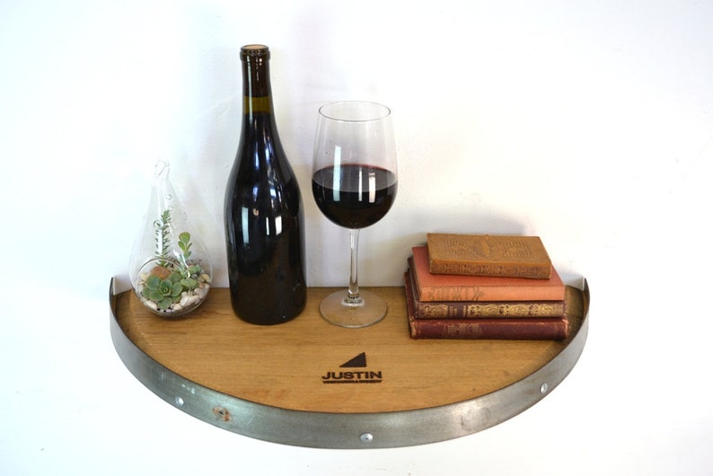 Wine Barrel Head Shelf Polowa Made from reclaimed California wine barrels. 100% Recycled image 6