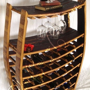 Large Wine and Glass Rack Chablis Made from retired California wine barrels. 100% Recycled image 2