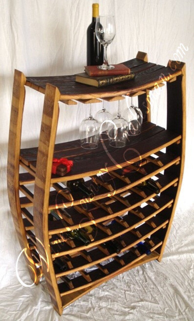 Large Wine and Glass Rack Chablis Made from retired California wine barrels. 100% Recycled image 2