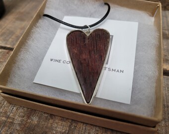 Wine Barrel Heart Pendant "Loloma" Made from retired Napa Cabernet California wine barrels - Ready to ship!