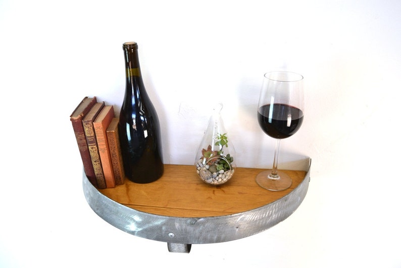 Wine Barrel Head Shelf Polowa Made from reclaimed California wine barrels. 100% Recycled image 2
