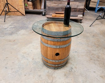 Whiskey / Bourbon Mini Barrel Side Table - DAGA -made from retired mini Whisky Barrels 100% Recycled + Ready to Ship!!