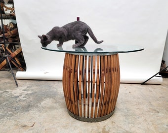 Wine Barrel Dining Table - Bauhinia - Made from retired California wine barrels 100% Recycled!