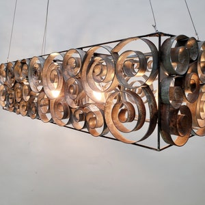 Wine Barrel Ring Swirl Chandelier - Dalga - made from retired California wine barrel rings. 100% Recycled!